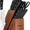 Kitchen Knife Set with Wooden Block, 16 Pieces Knives Set with Sharpener, Premium German Stainless Steel Knife Block Set with Japanese Designed Pom Handle, Kitchen Shear & 6 Steak Knives