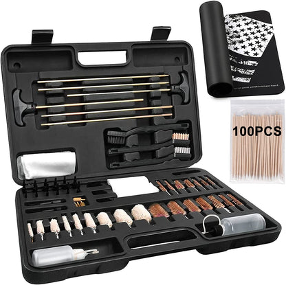 Gun Cleaning Kit, Universal Gun Cleaning Kit for All Caliber Shotgun Pistol Rifle Cleaning Kit with Mat Portable Case