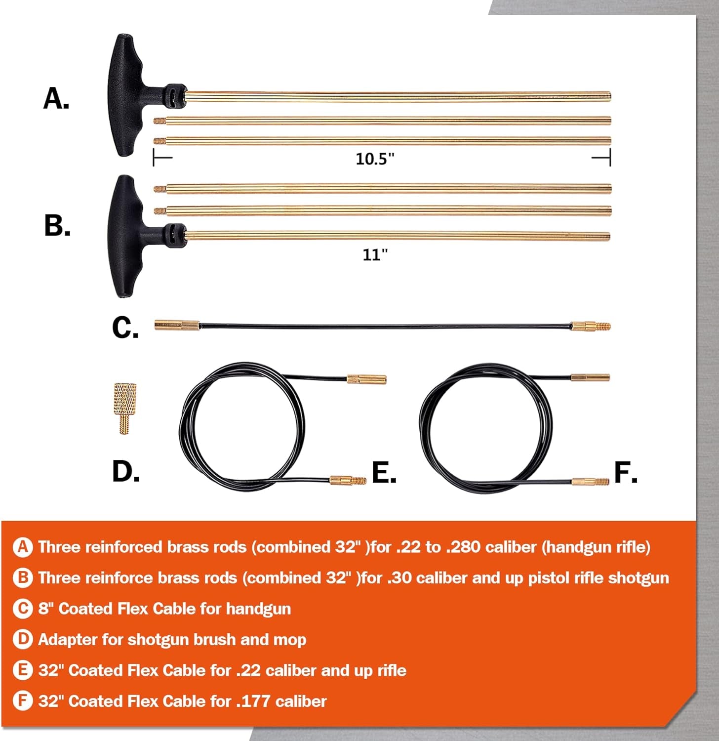 Gun Cleaning Kit Rifle Pistol Shotgun Universal Cleaning Kit for 20GA 12GA .45 .40 .357/.380/.38/9MM .338 .325/8Mm .30/7.62MM .270 .250 .243 .22 .17 All Calibers