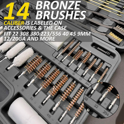 Gun Cleaning Kit, Universal Gun Cleaning Kit for All Caliber Shotgun Pistol Rifle Cleaning Kit with Mat Portable Case