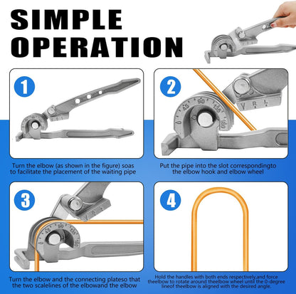 Pipe Bender 180° Tube Bender for 3/8", 1/4", 5/16", Copper, Brass, Aluminum, Thin Steel Pipes (Single Tube Bender)