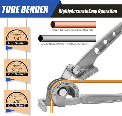 Pipe Bender 180° Tube Bender for 3/8", 1/4", 5/16", Copper, Brass, Aluminum, Thin Steel Pipes (Single Tube Bender)